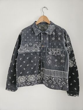 Kapital Bandana Patchwork Denim Jacket Sz S Reversible Paisley Trucker